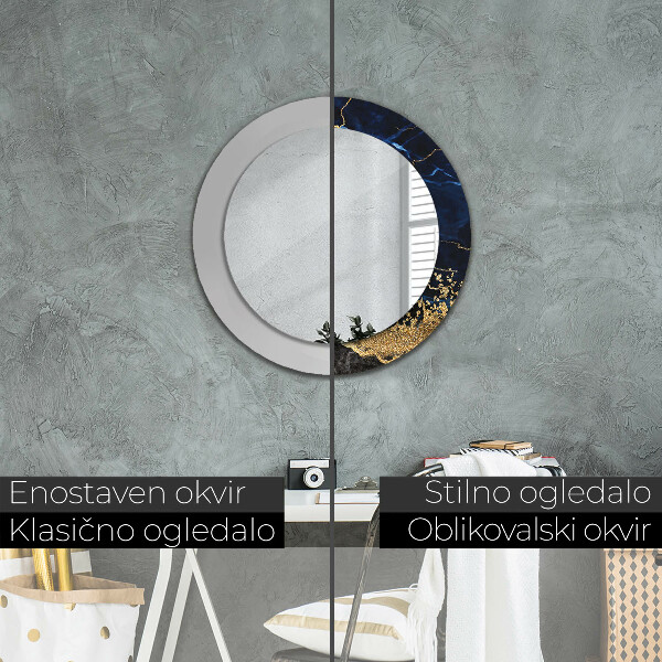 Espelho de parede circular decorativo Mármore azul