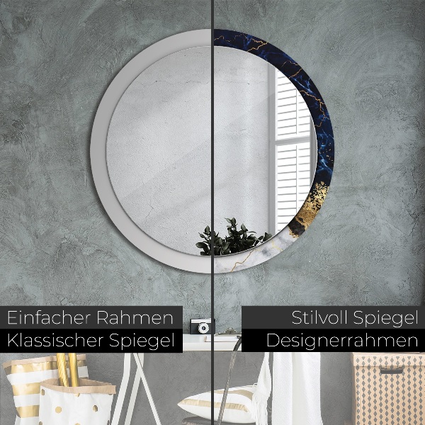Espelho de parede circular decorativo Mármore azul
