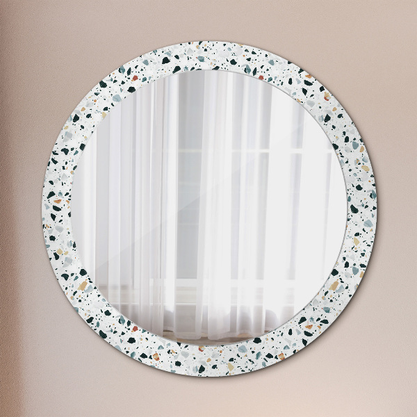 Espelho com moldura impressa redondo Pedra natural