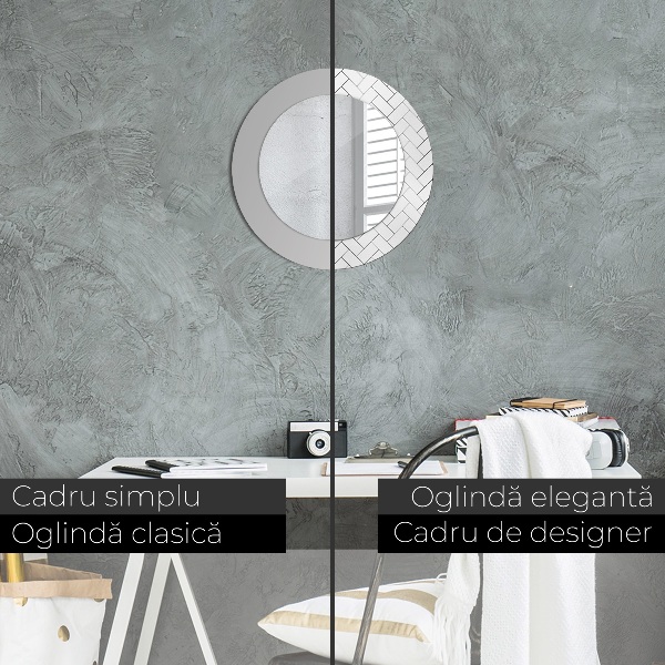 Espelho circular de parede decorativo Espinha de peixe