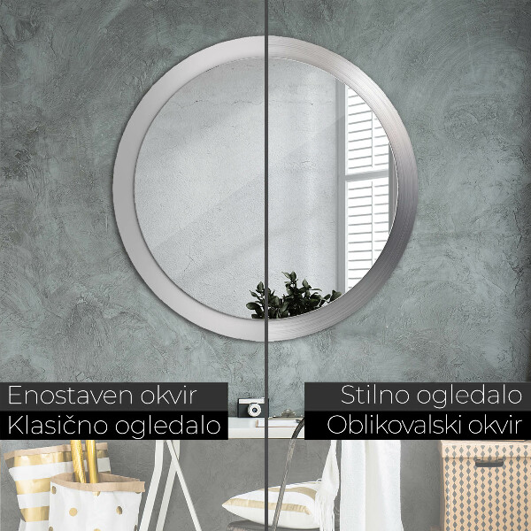 Espelho de parede circular decorativo Aço brilhante