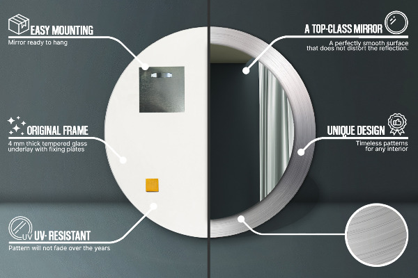 Espelho de parede circular decorativo Aço brilhante