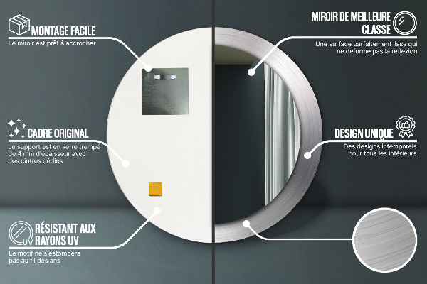 Espelho de parede circular decorativo Aço brilhante