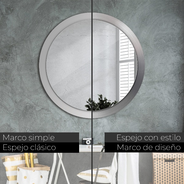 Espelho de parede circular decorativo Aço brilhante