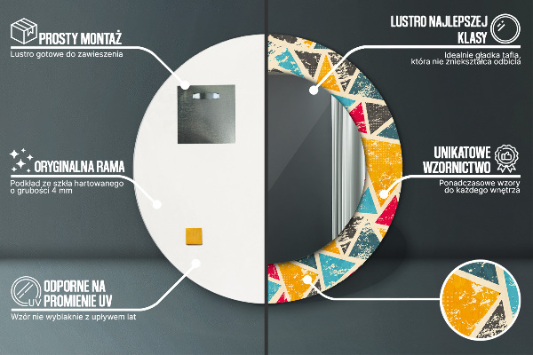 Espelho de parede circular decorativo Composição retro