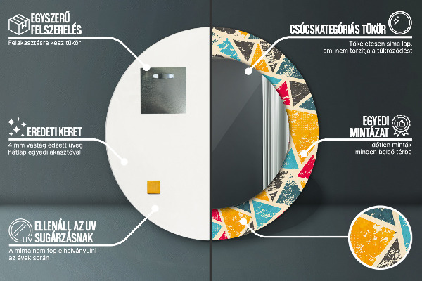 Espelho de parede circular decorativo Composição retro