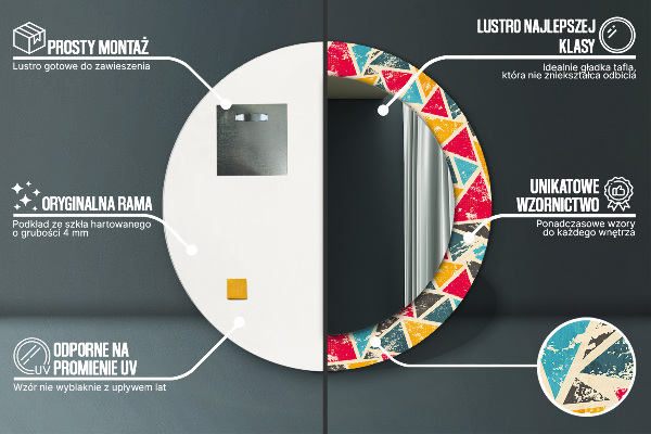 Espelho de parede circular decorativo Composição retro