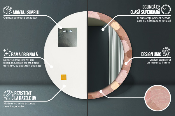 Espelho circular de parede decorativo Composição de rosas