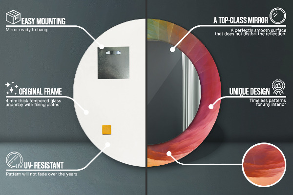 Espelho com moldura impressa redondo Espiral hipnótica