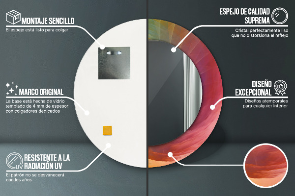 Espelho com moldura impressa redondo Espiral hipnótica