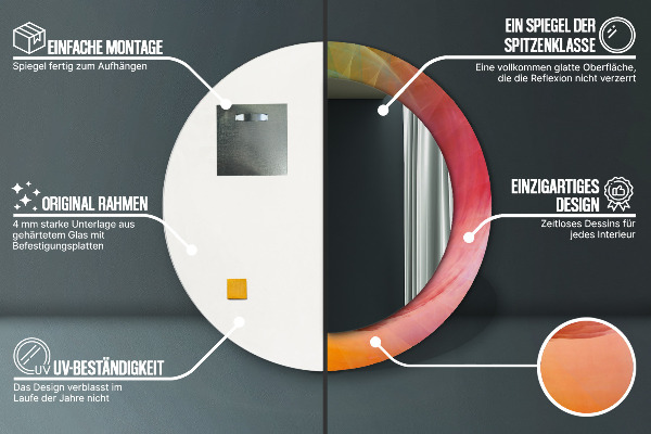 Espelho com moldura impressa redondo Espiral hipnótica