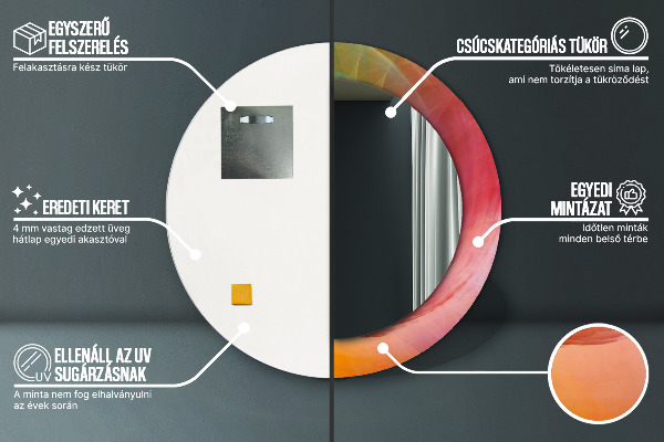 Espelho com moldura impressa redondo Espiral hipnótica