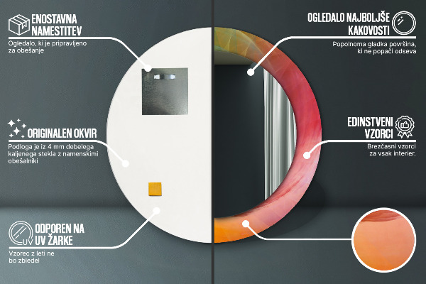 Espelho com moldura impressa redondo Espiral hipnótica