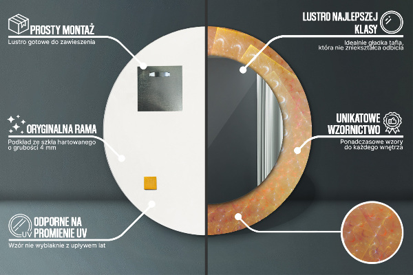 Espelho circular de parede decorativo Espiral abstrata