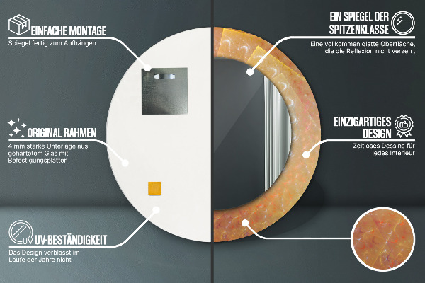 Espelho circular de parede decorativo Espiral abstrata