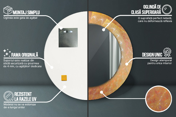 Espelho circular de parede decorativo Espiral abstrata