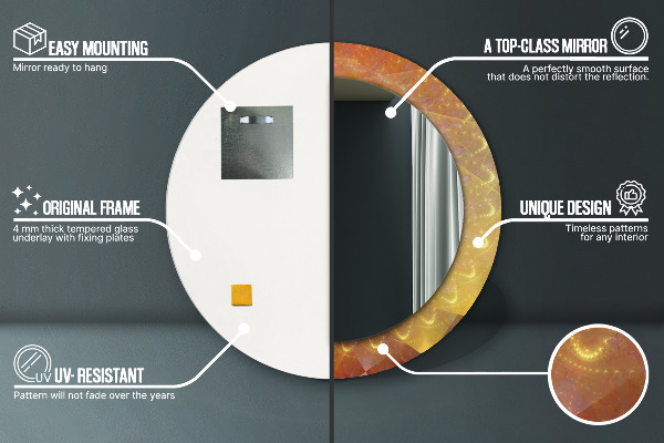 Espelho circular de parede decorativo Espiral abstrata