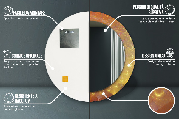 Espelho circular de parede decorativo Espiral abstrata