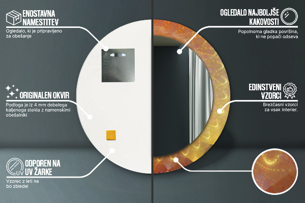 Espelho circular de parede decorativo Espiral abstrata