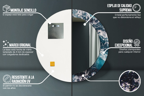 Espelho circular de parede decorativo Mar tempestuoso