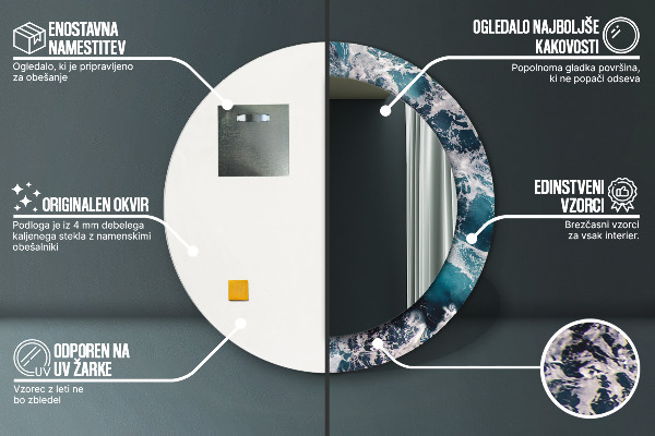 Espelho circular de parede decorativo Mar tempestuoso