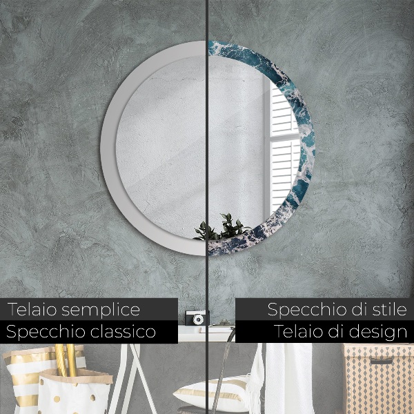 Espelho circular de parede decorativo Mar tempestuoso