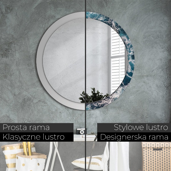 Espelho circular de parede decorativo Mar tempestuoso