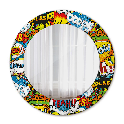 Espelho circular de parede decorativo Padrão estilo cartoon