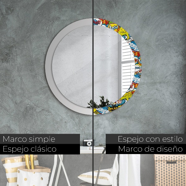 Espelho circular de parede decorativo Padrão estilo cartoon