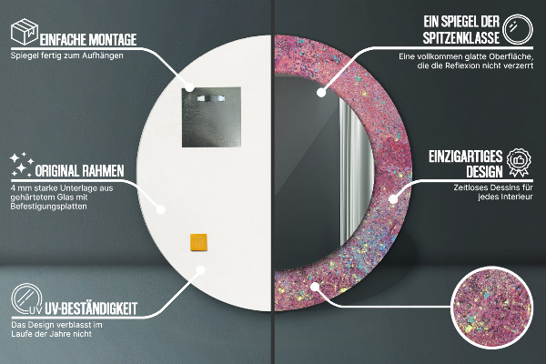 Espelho de moldura impressa redondo Festival de cores