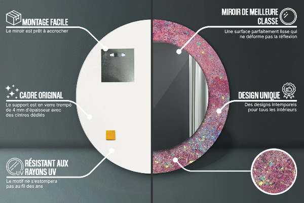 Espelho de moldura impressa redondo Festival de cores