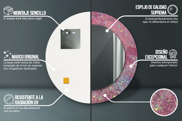 Espelho de moldura impressa redondo Festival de cores