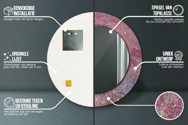 Espelho de moldura impressa redondo Festival de cores