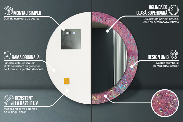 Espelho de moldura impressa redondo Festival de cores