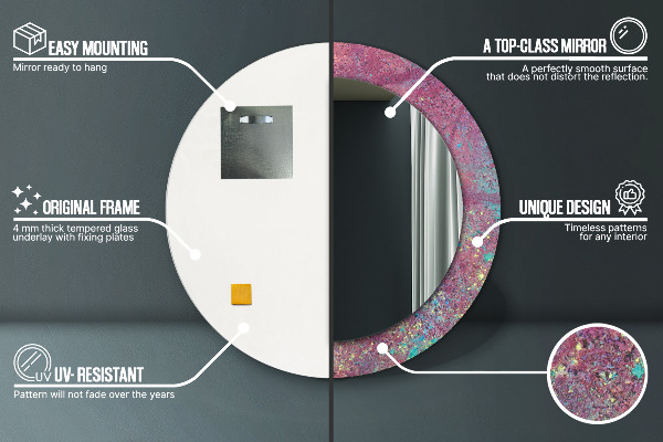 Espelho de moldura impressa redondo Festival de cores