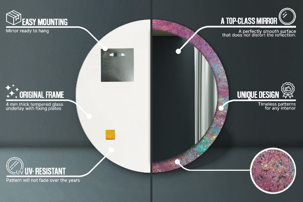 Espelho de moldura impressa redondo Festival de cores