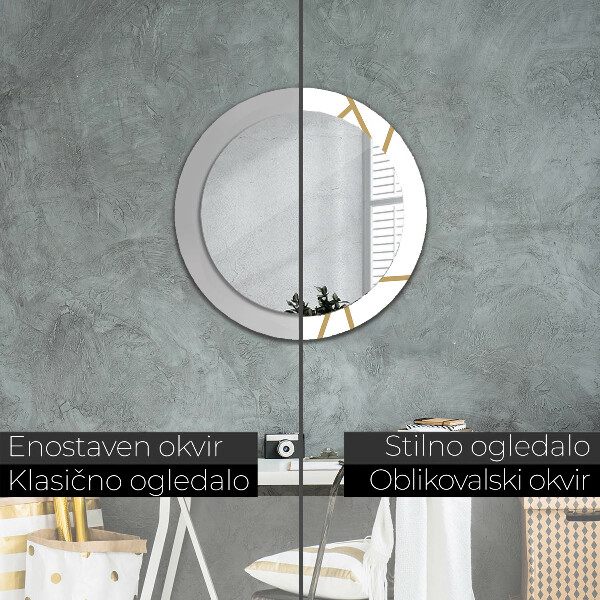 Espelho com moldura impressa redondo Composição linear