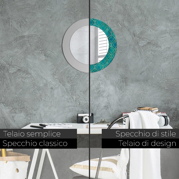 Espelho circular de parede decorativo Composição verde e dourada