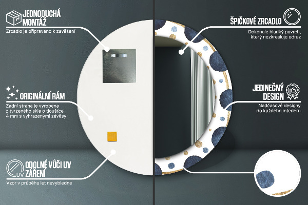 Espelho de parede circular decorativo Mandala lunar