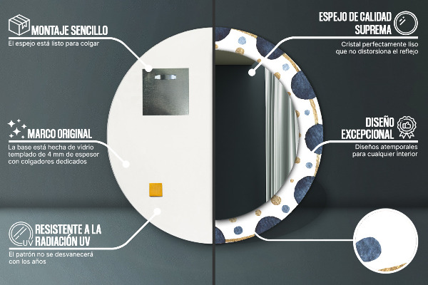 Espelho de parede circular decorativo Mandala lunar