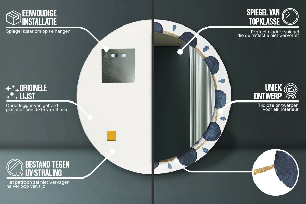 Espelho de parede circular decorativo Mandala lunar