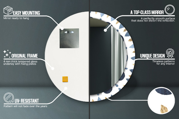 Espelho de parede circular decorativo Mandala lunar