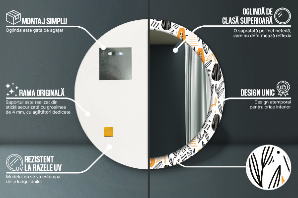 Espelho circular decorativo de parede Padrão papaia