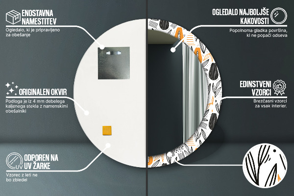 Espelho circular decorativo de parede Padrão papaia