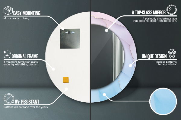 Espelho circular decorativo de parede Textura de mármore moderna