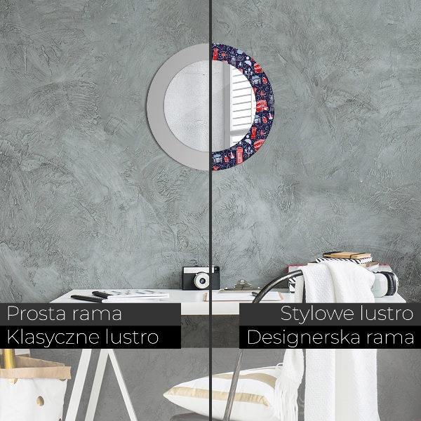 Espelho com moldura impressa redondo Símbolo de Londres