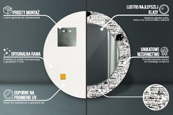 Espelho circular de parede decorativo Padrão de rabiscos