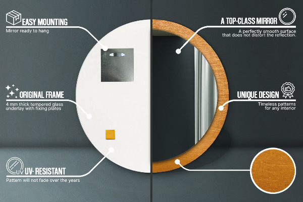 Espelho de parede circular decorativo Superfície metálica