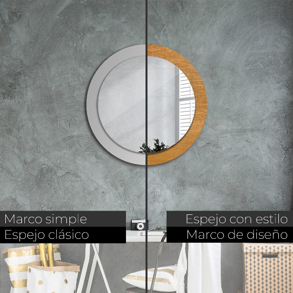 Espelho de parede circular decorativo Superfície metálica