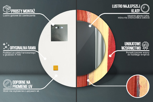 Espelho com moldura impressa redondo Imagem abstrata